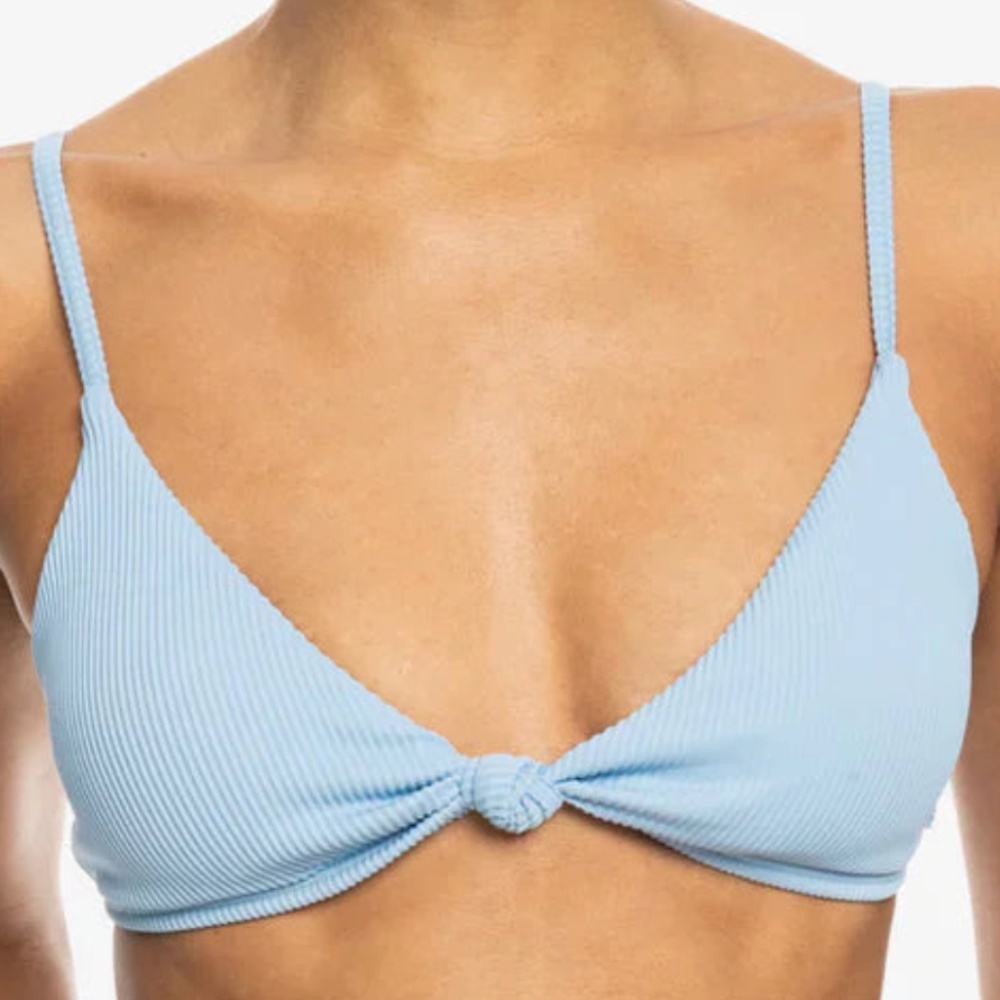 Roxy Womens Rib Roxy Love The Quiver Bel Air Blue Tri Bikini Swim Top Medium